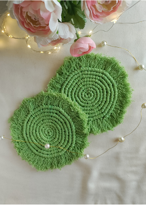 HomelyMess Green Moon Macrame Coasters