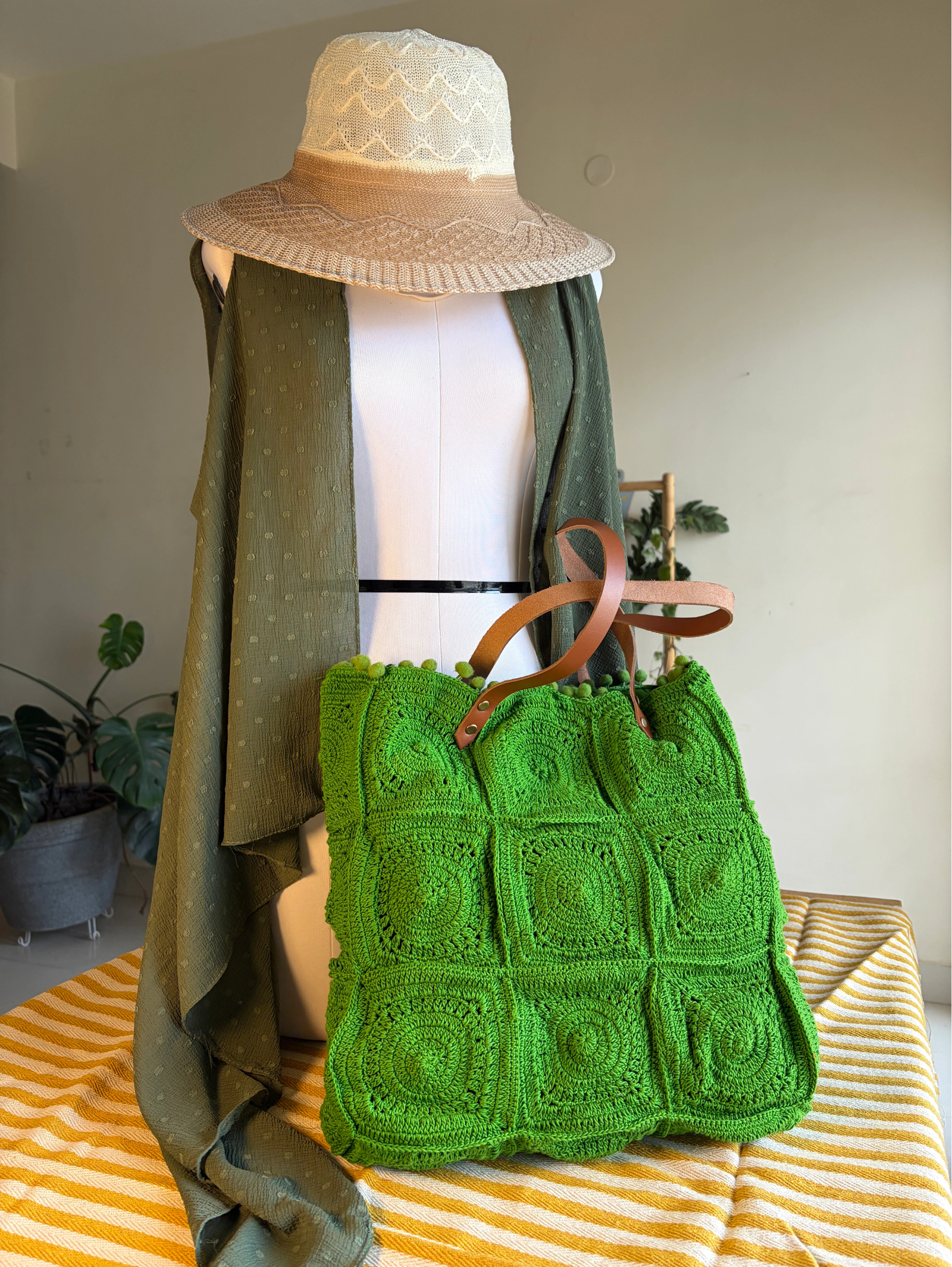 Green Forest Crochet Tote HandBag