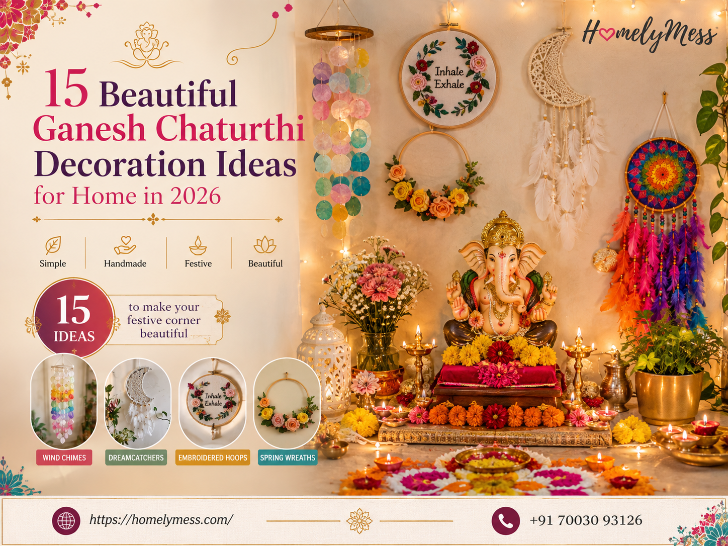 Ganesh Chaturthi decoration ideas for home with flowers and festive decor
