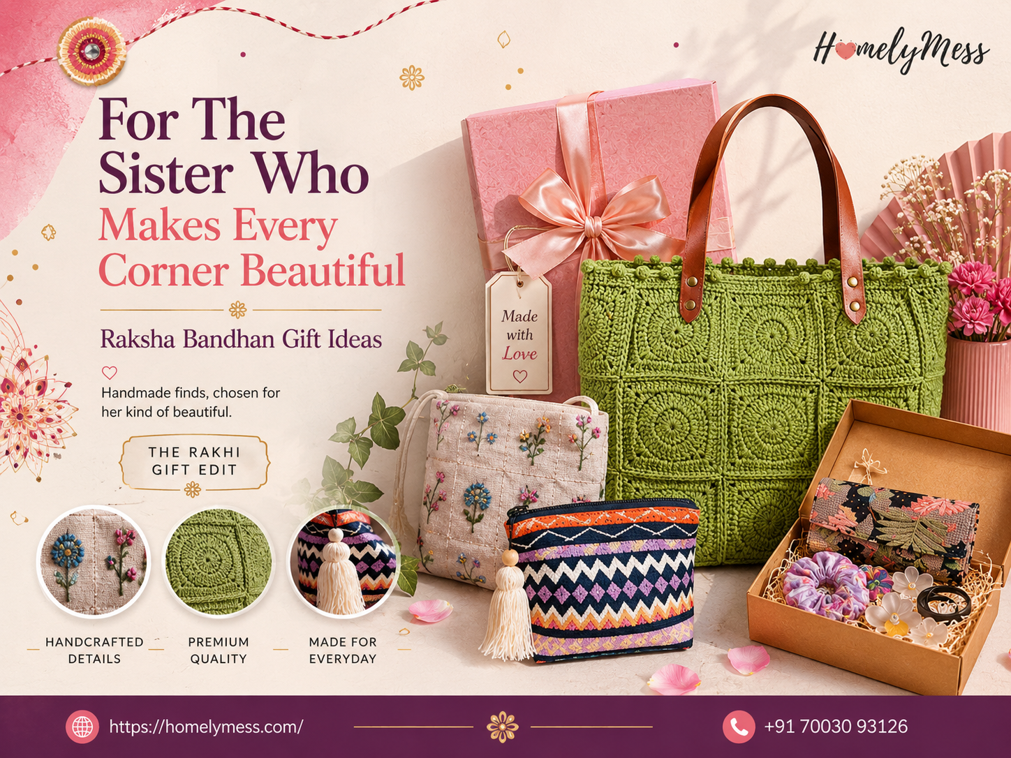 Raksha Bandhan gifts for sister with handmade home decor