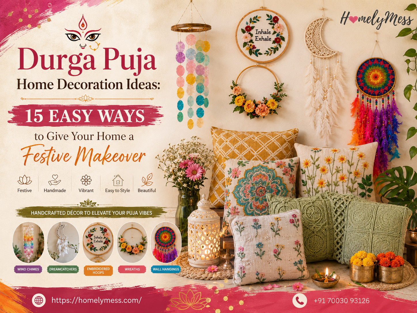 Durga Puja decoration ideas for home with flowers, lights and festive decor